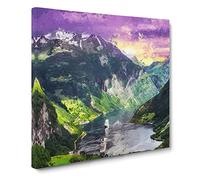 Cruise Ships Passing by Norway Canvas Print | Gallery Wrapped 30mm Frame Wall Art | 20x20 inches | Ready to Hang | Abstract Beach Picture | Living Room Bedroom Lounge Office