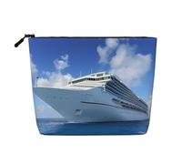Cruise Ships Patterned Women's Cosmetic Bag, Single Layer Toiletry Bag, Suitable for Daily Storage, Travel, and Business Trips.