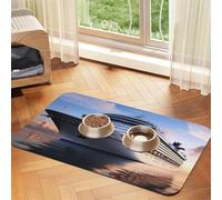 Cruise Ships Pet Feeding Mat Absorbent Pu Leather Dog Cat Food Mats Contain Spills Protects Floors, Anti-Slip Rubber Backing Dog Bowl Mats Easy Clean Pet Placemats 30x45cm
