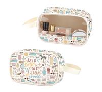 Cruise Vacation Clear Makeup Bag Life Is Better On A Cruise PU Leather Cosmetic Bag With Handle Summer Vacation Gift (Cruise PU)