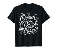 Cruise Vacation Ocean Air Zero Cares Coastal Travel Value Graphic T-Shirt, Men, Black, S