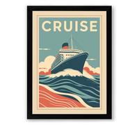 Cruise Voyage Vintage Framed Wall Art Print A3 (42×29.7cm) Black, Wall Decor for Living Room, Bedroom, Office & Home, Ready to Hang, Art Gift
