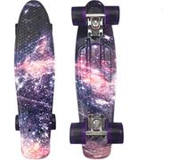 Cruiser Skateboard, 22 Inch Penny Board Cruiser Carver Baby Complete Mini Cruiser Skateboard Retro Design Starry Graphic Galaxy, Beginner Skating Board Classic Skateboard for Girls Kids Boys (C)