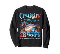 Cruisin Through 28 Years 28th Anniversary Cruise Trip Couple Sweatshirt
