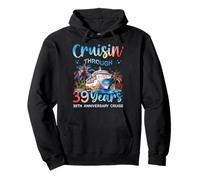 Cruisin Through 39 Years 39th Anniversary Cruise Trip Couple Pullover Hoodie