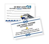 Cruising Duck Tags for Princess Cruise Line Cards | 50 Pack | Oh What Luck You’ve Found a Keep or Hide You Decide Ship Game 2x3.5” Attach to Rubber Sailor Ducks Medallion