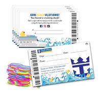 Cruising Duck Tags, Rubber Duck Tags, Royal Caribbean Cruise Line Card, Duck Duck Tags, Ducking Game Cards, 50 Pack, 3.7 x 2.2 inches, with Hole and Rubber Bands(Cruise Tags 7FDC214)