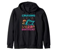 Cruising Into My 28th Birthday Squad Cruise Ship Vacation Zip Hoodie