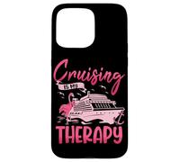 Cruising Is My Therapy Pink Flamingo Cruise Ship Cruising Case for iPhone 15 Pro Max