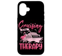 Cruising Is My Therapy Pink Flamingo Cruise Ship Cruising Case for iPhone 16