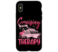 Cruising Is My Therapy Pink Flamingo Cruise Ship Cruising Case for iPhone X/XS
