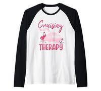 Cruising is My Therapy Pink Flamingo Cruise Ship Cruising Raglan Baseball Tee