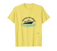 Cruising is My Therapy Vacation Lover Ocean Getaway Quote T-Shirt, Men, Lemon, XXL