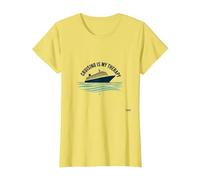 Cruising is My Therapy Vacation Lover Ocean Getaway Quote T-Shirt, Women, Lemon, XL