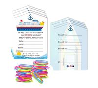 Cruising Rubber Duck Tags, Duck Duck Tags, Duck Ducking Game Cards, 3.5 x 2.5 inche, 50 Cards, 50 Rubber Bands, Cruise Tag with Hole