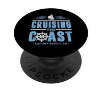 Cruising The Coast Laguna Beach California Sail Boat Captain PopSockets Adhesive PopGrip