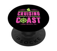 Cruising The Coast Long Beach California Sail Boat Captain PopSockets Adhesive PopGrip