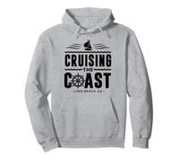 Cruising The Coast Long Beach California Sail Boat Captain Pullover Hoodie