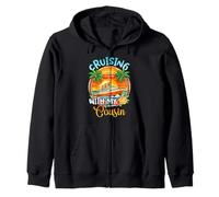 Cruising With My Cousin Retro Sunset Cruise Trip Vacation Zip Hoodie