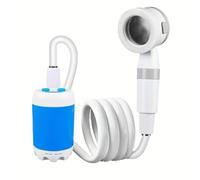 CRUMFERT Portable Shower,Outdoor dormitory bath artifact Electric Rechargeable Portable Camping Shower, simple car self-priming shower,pet Shower, Blue