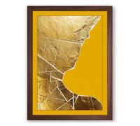 Crumpled Form in Yellow Minimalist Framed Wall Art Print A2 (59.4×42cm) Walnut, Wall Decor for Living Room, Bedroom, Office & Home, Ready to Hang, Art Gift