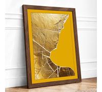 Crumpled Form in Yellow Minimalist Framed Wall Art Print A2 Walnut | Ready to Hang, Premium Gi Paper, Fade-Resistant Inks, Securely Packaged, UK Made