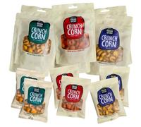 Crunch Corn Ultimate Collection | Peruvian Giant Corn Snack Variety Box | 12 Bags in Sharing & Snack Sizes | Salt & Vinegar, Spicy Chilli & Sea Salt | Vegan, Gluten Free