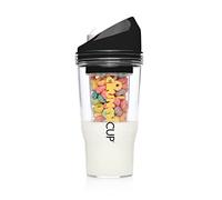 CRUNCHCUP The XL Black - Portable Plastic Cereal Cups for Breakfast On the Go, To Go Cereal and Milk Container for your favorite Breakfast Cereals, No Spoon or Bowl Required