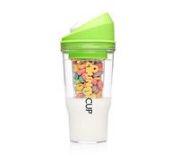 CRUNCHCUP XL Green - Portable Plastic Cereal Cups for Breakfast On the Go, To Go Cereal and Milk Container for your favorite Breakfast Cereals, No Spoon or Bowl Required