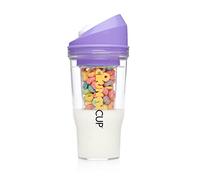 CRUNCHCUP XL Purple - Portable Plastic Cereal Cups for Breakfast On the Go, To Go Cereal and Milk Container for your favorite Breakfast Cereals, No Spoon or Bowl Required