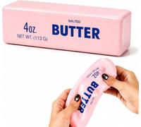 Crunchy Butter Squishy Asmr Bead Filled, Realistic Bar Butter Shape Bead-Filled Crunchy Squishy, Slow Rising Crunchy Textured Sensory Ball for Anxiety Management Party Favors (Pink)