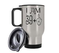 Crunchy Carrots 40th Birthday Gift idea, Turning 40 Years Old Funny Rude Joke Birthday Celebration Cup for Men and Women 14 oz Stainless Steel Insulated Travel Mug (39+1 Silver)