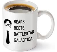 Crunchy Carrots Bears Beets Battlestar Galactica Funny 11 oz Coffee Mug The Office Quote Unique Birthday Gift for Dwight Schrute Fans Dunder Mifflin Christmas Present