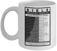 Crunchy Carrots Bible Emergency Numbers Mug Cup -Christian Bible Quote Coffee Mug Cup - Funny Bible Emergency Numbers Cup (White)