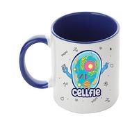 Crunchy Carrots Biology Teacher Mug - Funny Cell Taking a Selfie 11 oz Coloured Handle Coloured Inside Mug - Cellfie Mug (Navy Blue)