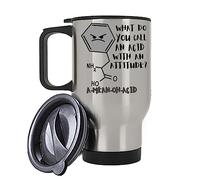 Crunchy Carrots Chemistry Teacher Mug - What do You Call an Acid? A Mean OH Acid 11 oz- Science Teacher Mug Stainless Steel Insulated 14 oz Travel Mug Science Student (Silver)