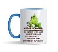 Crunchy Carrots Cup of Fuckoffee Mug - Funny Sarcastic Humour 11 oz Coloured Handle Cup Rude Adult Gift for Friend Colleague Secret Santa (Blue Inside and Handle)