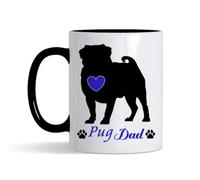Crunchy Carrots Dog Lover Gift - Pug Dad, 11 oz Ceramic Coffee Mug. (Black Inside and Handle)