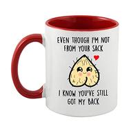 Crunchy Carrots Even Though I'm Not from Your Sack Mug Step Dad from Daughter Son Stepdad Father's Day Stepfather Birthday Bonus Dad 11 oz Coloured Ceramic Coffee or Tea Cup (Red Inside and Handle)