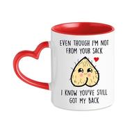 Crunchy Carrots Even Though I'm Not from Your Sack Step Dad Present from Daughter Son Stepdad Father's Day Stepfather Birthday Bonus Dad Heart Handle Ceramic Coffee or Tea Cup (Red)