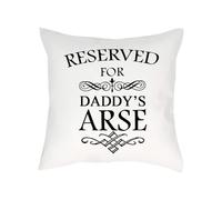 Crunchy Carrots Father’s Day Mug - Reserved for Daddy’s Arse Sofa Decor, Home Décor, Satin Throw Pillow/Cushion. (Satin Cushion Cover With Insert)