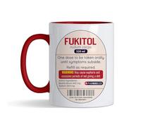 Crunchy Carrots Fukitol Mug - Prescription Medicine, Pharmacology 11 oz Ceramic Coffee Mug | Gifts for Doctors, Nurses, Assistants, Healthcare Workers, and Surgeons. (Red Inside and Handle)