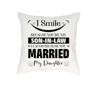 Crunchy Carrots Funny Son-in-Law Mug - I Smile Because You're My Son-In-Law I Laugh Because You Married My Daughter Home Décor, Satin Throw Pillow/Cushion. (Satin Cushion Cover)