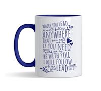 Crunchy Carrots Gilmore Girls Mug - Where You Lead I Will Follow Anywhere 11 oz Ceramic Coffee Mug for Birthday, Christmas, Best Friend. (Navy Blue Inside and Handle)