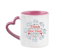 Crunchy Carrots I Hope We're Friends Until We Die Then we Stay Ghost Friends - Coffee Mug Funny Friendship Gifts for Women, Men Ghost Funny Best Friend Mug 11oz Heart Handle Mug (Pink)