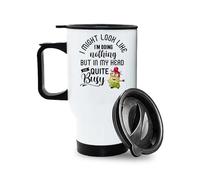 Crunchy Carrots I Might Look Like I'm Doing Nothing but in My Head, I'm Quite Busy 14 oz Stainless Steel Insulated Travel Mug. (White Travel Mug)