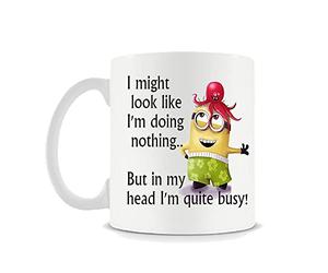 Crunchy Carrots I Might Look Like I'm Doing Nothing but in My Head I'm Very Busy Funny Cartoon White 11 oz Mug