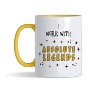 Crunchy Carrots I Work with Absolute Legends Mug - 11 oz Ceramic Coffee Mug for Work Friends, Colleague, Boss, Leaving Job Gifts, Retirement Mug (Yellow Inside and Handle)