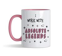 Crunchy Carrots I Work with Absolute Legends Mug - 11 oz Ceramic Coffee Mug for Work Friends, Colleague, Boss, Leaving Job Gifts, Retirement Mug (Pink Inside and Handle)