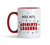 Crunchy Carrots I Work with Absolute Legends Mug - 11 oz Ceramic Coffee Mug for Work Friends, Colleague, Boss, Leaving Job Gifts, Retirement Mug (Red Inside and Handle)
